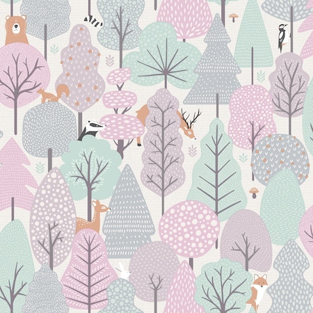 Manhattan Comfort Jackson Quillen Pink Forest 33 ft L X 209 in W Wallpaper BR4060-51603